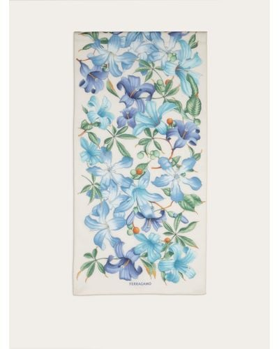 Ferragamo Hibiscus Print Shawl - Blue
