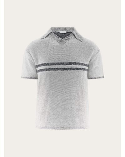 Ferragamo Men Short Sleeved Linen T-shirt - Gray