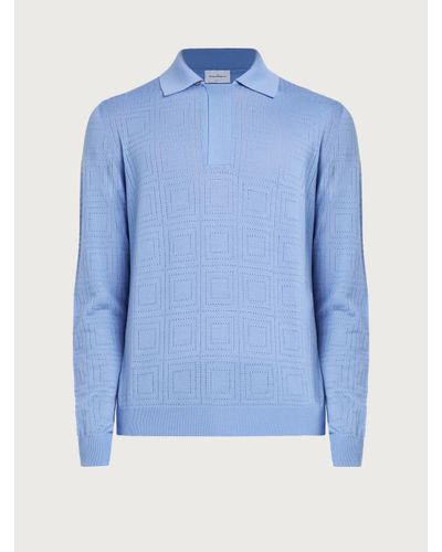 Ferragamo Polo-bowling Neck Sweater - Blue