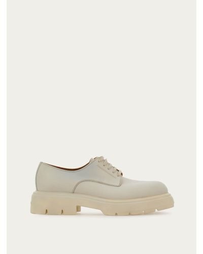 Ferragamo Chunky Lace Up Derby Shoe - Natural