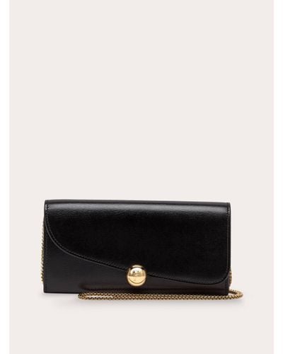Ferragamo Women Asymmetrical Flap Wallet - Black