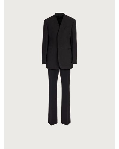 Ferragamo Collarless Single Breasted Suit - Black