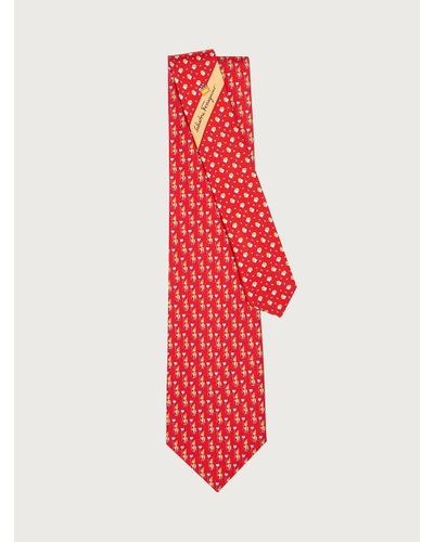 Ferragamo Uomo cravatta in seta stampa oz - Rosso