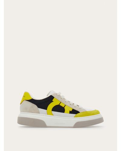 Ferragamo Low Cut Sneaker With Gancini Outline - Yellow