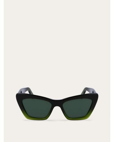 Ferragamo Damen Sonnenbrillen Transparenter Dunkelgrüner Farbverlauf/Grün