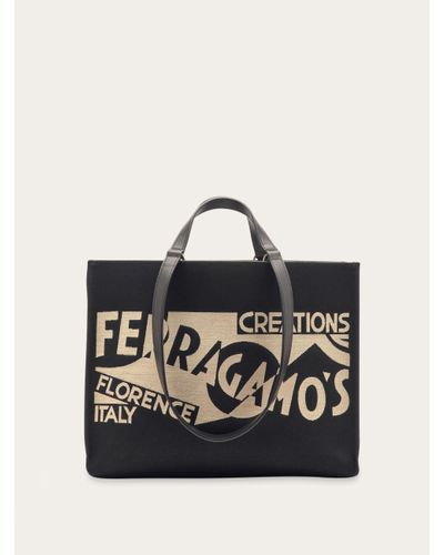 Ferragamo Tote Bag With Logo (M) - Black