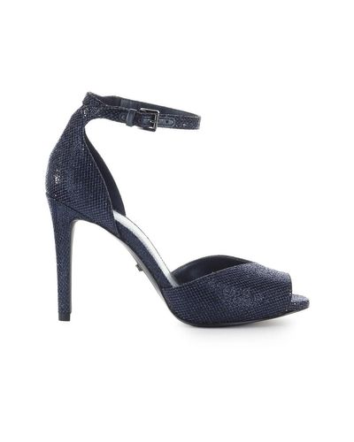 Michael Kors Leer Blauw Glitter Cambria Sandalen Met Hak in het Blauw - Lyst