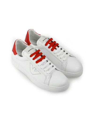 ZAPATILLA PIEL ROJO Emporio Armani de hombre de color Blanco | Lyst