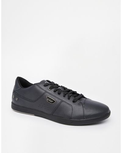 DIESEL Gotcha Leather Trainers in Black for Men - Lyst