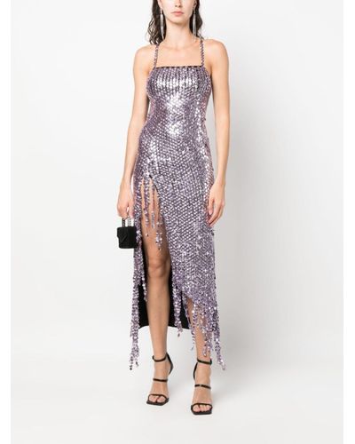 The Attico Avery Pailette embellished Midi Dress in Purple Lyst