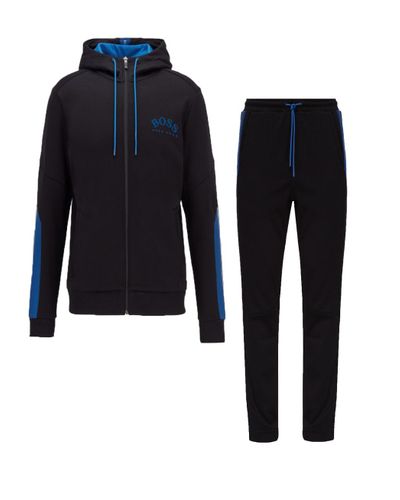 BOSS by HUGO BOSS Boss Regular Fit Zip Hooded Tracksuit in Blue for Men |  Lyst