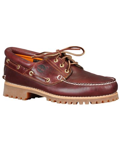 Timberland Leather 3 Eye Boat Shoes in Burgundy/Maroon (Purple 