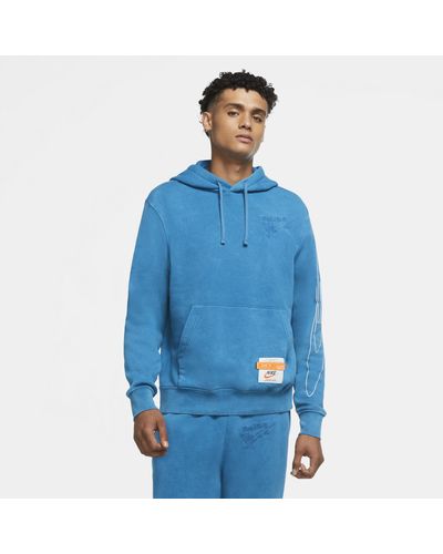 Nike Fleece Club Wash Drip Hoodie in Blue for Men - Lyst