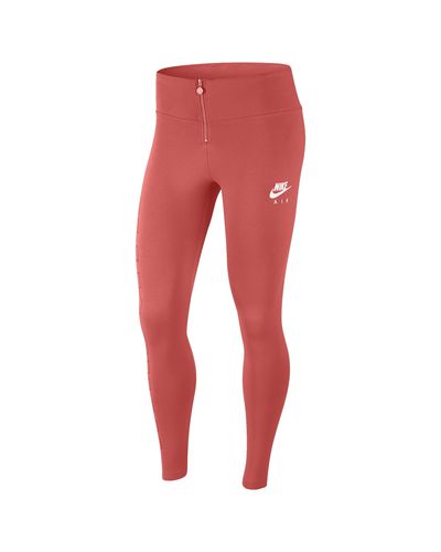 nike training power leggings in red colourblock
