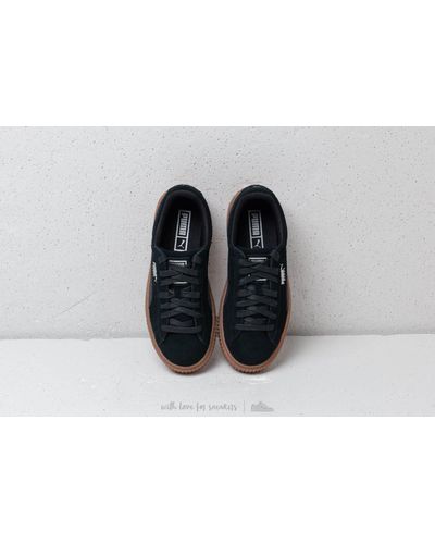 puma suede platforms black silver gum