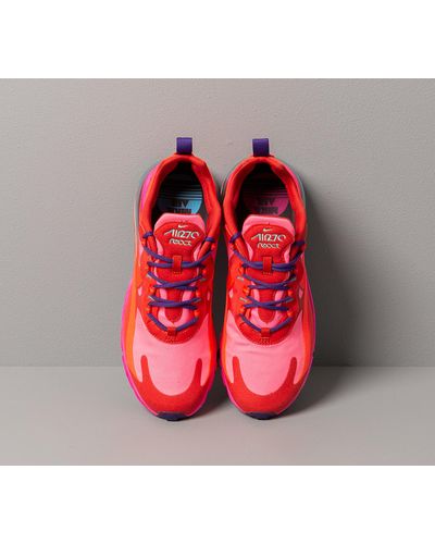 nike red and pink air max 270 react sneakers