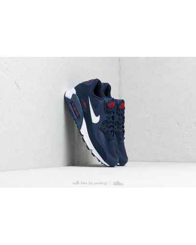 Nike Leather Air Max 90 Essential Midnight Navy/ White-university Red in  Blue for Men | Lyst