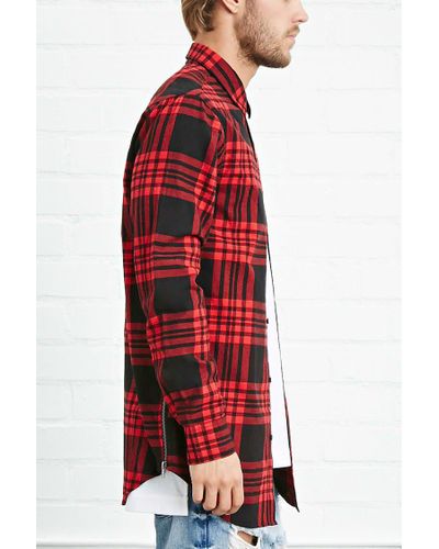 zipper plaid shirt