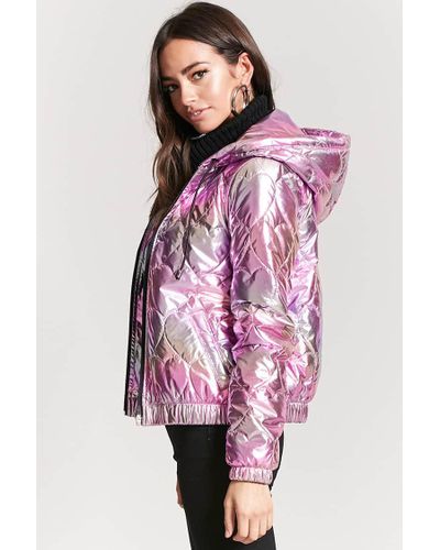 silver puffer jacket forever 21