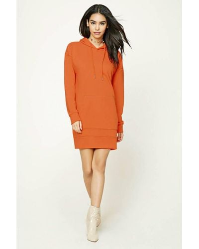 orange sweatshirt dress