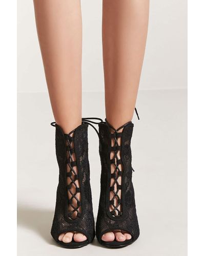 laced booties heels