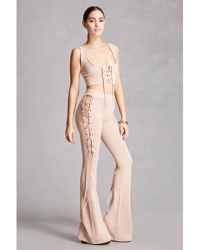 Synthetic Kikiriki Lace-up Flared Pants 