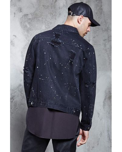 black denim jacket paint splatter