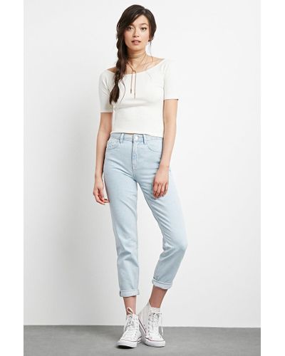Forever 21 Denim Mom Jeans in Light Denim (Blue) | Lyst