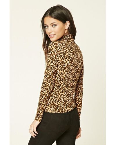 leopard print turtleneck top