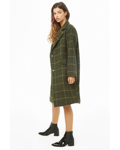plaid longline jacket
