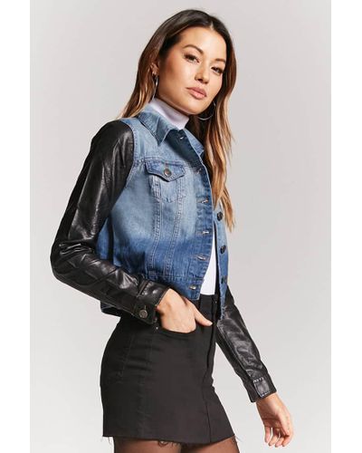 faux leather combo jacket