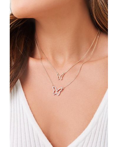 Download Forever 21 Layered Butterfly Pendant Necklace In Metallic Lyst