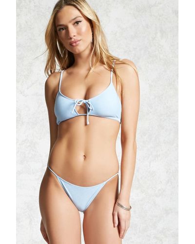 Forever 21 Synthetic No-tie String Bikini Bottoms in Light Blue (Blue) -  Lyst