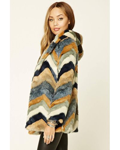 chevron fur jacket