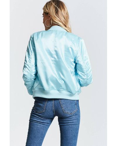 light blue satin bomber jacket