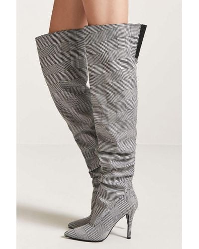 plaid heel boots
