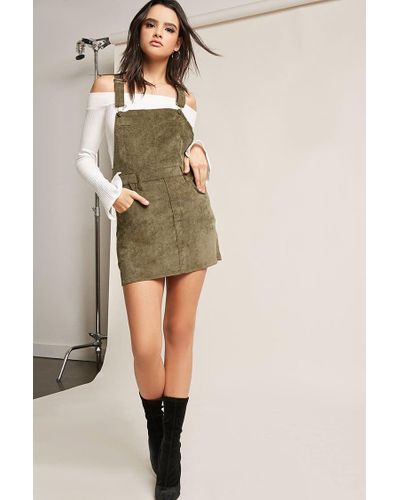 green corduroy overall dress