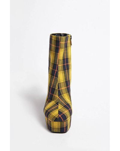 yellow plaid platform boots