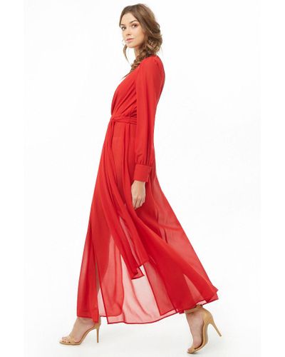 red sheer maxi dress