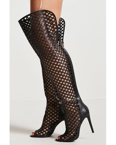 Caged thigh high boots Clearance