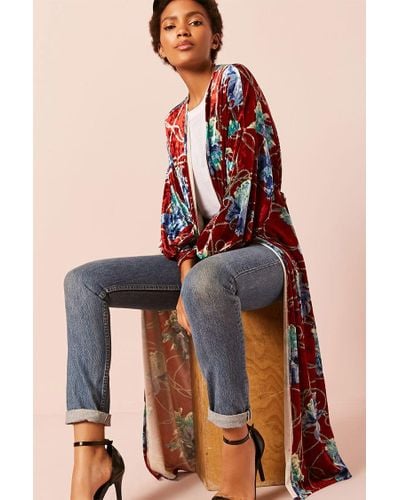 long floral cardigan duster