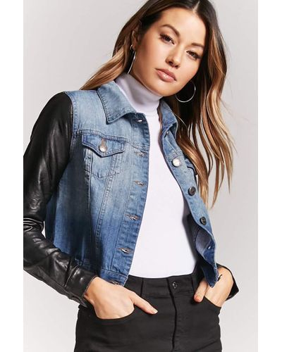 faux leather combo jacket