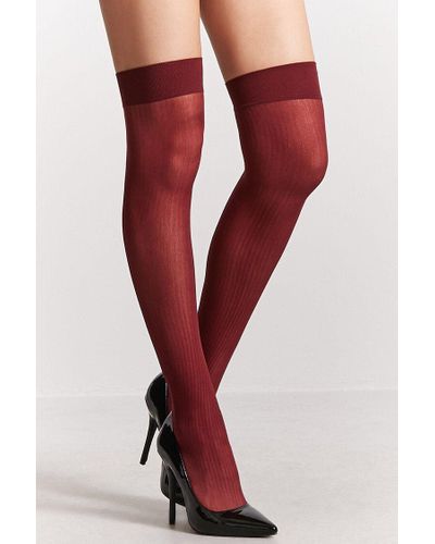 maroon thigh high socks