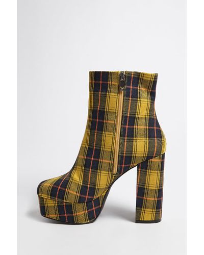yellow plaid platform boots
