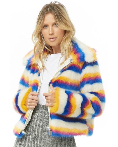 faux fur striped jacket