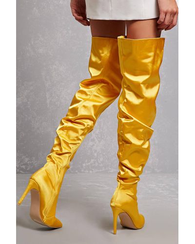 yellow knee boots