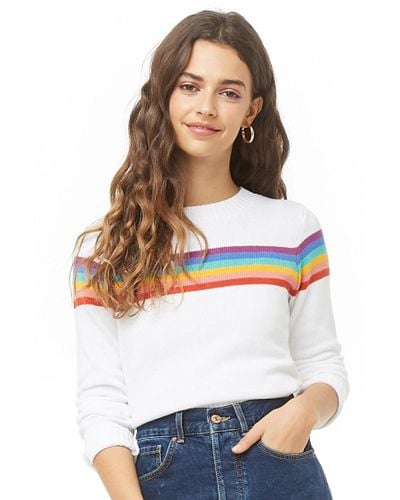 white rainbow sweater