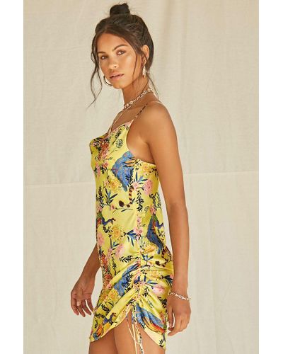 Satin Tropical Floral Print Mini Dress ...