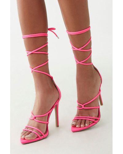 pink strappy high heels