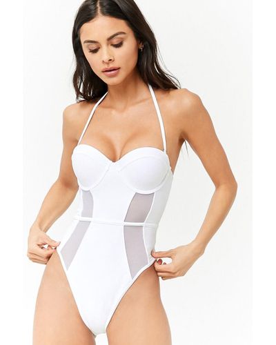 Forever 21 Synthetic Bustier One-piece Swimsuit in White - Lyst